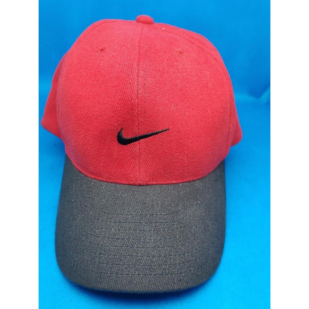 Nike Golf Red And Black Two Tone Strapback Hat Center Swoosh